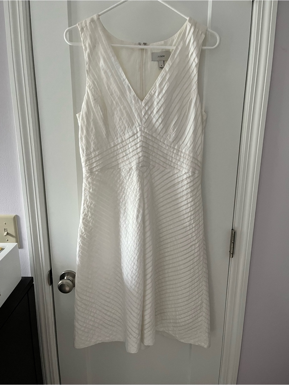 J. Crew Cream V-Neck Textured Midi Dress
